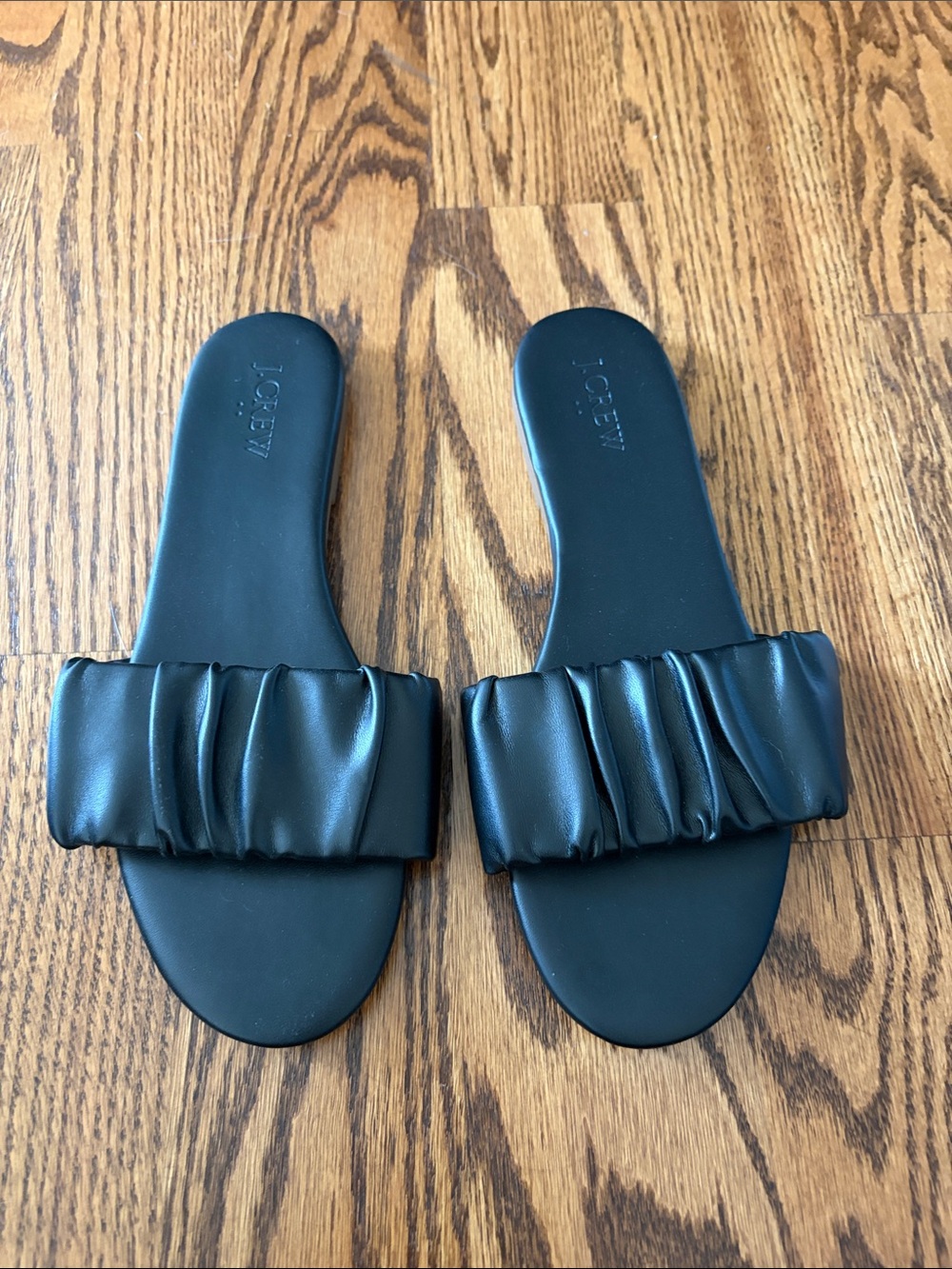 J. Crew Black Ruched Slide Sandals